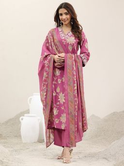 Libas - Women Pink Printed Kurta with Pant & Dupatta