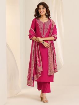 Libas - Women Pink Embroidered Kurta with Pant & Dupatta