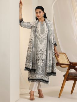 Libas - Women Black Printed Kurta with Pant & Dupatta