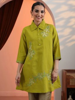 Libas - Women Green Floral Lining Kurti
