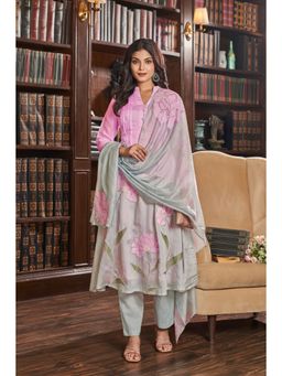 Autumnlane - Gaurisha Candy Pure mul Applique Anarkali Kurta with Pant & Dupatta