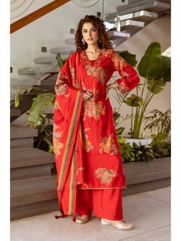 Autumnlane - Kabool Mahagony Work Kurta with Palazzo & Dupatta