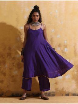 trueBrowns - Women Purple Solid/Plain Kurta with Pant