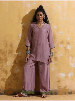 trueBrowns - Women Lavender Solid/Plain Co-ord Set