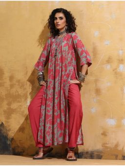 trueBrowns - Women Grey Floral Kurta with Pant