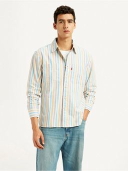 Levi's - Men White Striped Collar Shirt