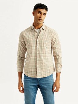 Levi's - Men Checks Beige Slim Fit Shirt
