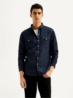 Levi's - Men Navy Blue Solid Slim Fit Shirt