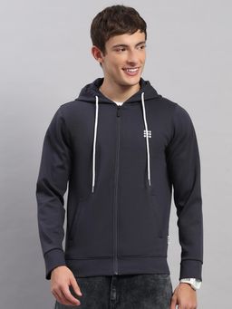 Rock.it - Men Grey Solid Zipper Hoodie