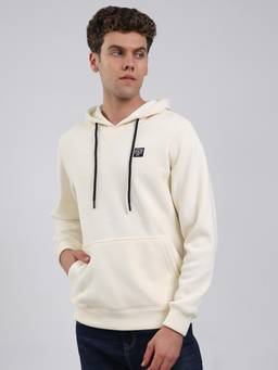 Rock.it - Men Off White Solid Zipper Hoodie