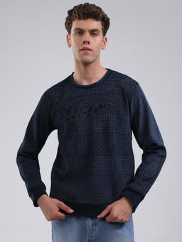 Monte Carlo - Men Navy Blue Typography Regular Fit Sweatshirt