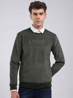 Monte Carlo - Men Olive Typography Regular Fit Sweatshirt