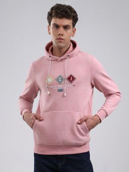 Monte Carlo - Men Pink Typography Regular Fit Hoodie