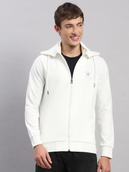 Monte Carlo - Men White Textured Hoodie