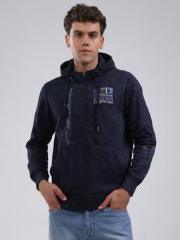Monte Carlo - Men Navy Blue Tie & Dye Regular Fit Hoodie
