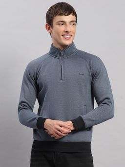 Monte Carlo - Men Grey Textured Regular Fit Sweatshirt