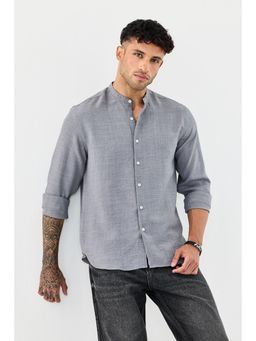 Snitch - Grey Textured Full Sleeves Regular Shirt for Men