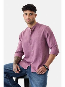 Snitch - Lavender Textured Full Sleeves Regular Shirt for Men