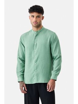 Snitch - Green Textured Full Sleeves Regular Shirt for Men
