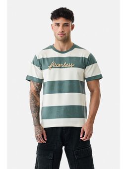 Snitch - Green Colorblock Half Sleeves Regular Casual T-Shirt for Men