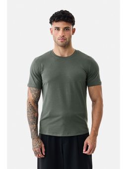 Snitch - Olive Solid Half Sleeves Regular Casual T-Shirt for Men