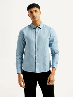Levi's - Men Solid Blue Slim Fit Linen Shirt