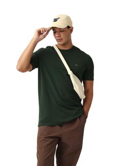 The Bear House - Men Green Solid Cotton Regular Fit T-Shirt