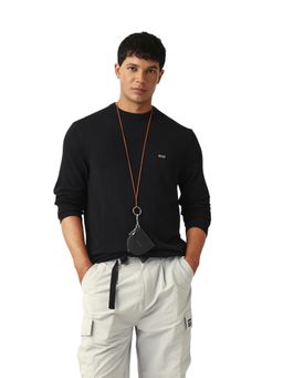 The Bear House - Men Black Solid Crew Neck Regular Fit T-Shirt