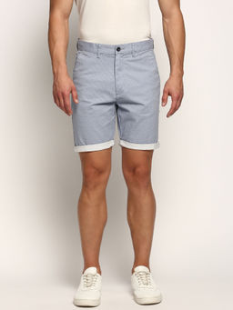 SHOWOFF - Mens Mid-Rise Above Knee Printed Blue Cotton Short