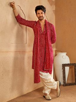 Vastramay - Pink Printed Regular Kurta and Patiala with Dupatta