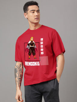 Free Authority - Red Demon Slayer Graphic Loose T-Shirt