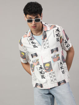Free Authority - White Naruto Printed Regular Fit Shirt