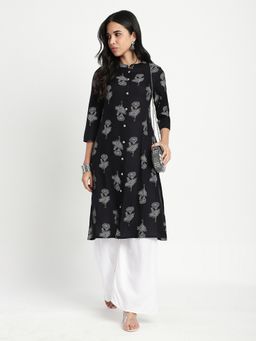 R&B - Black Printed Regular Kurta
