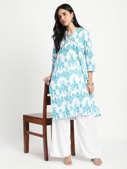 R&B - Blue Printed Regular Kurta