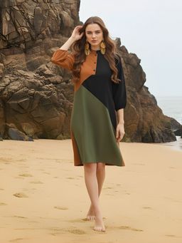 Dora Dori - Multi-Color Colorblocked Knee Length Dress