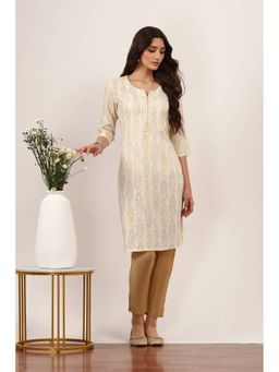 Rangriti - Women White Rayon Straight Kurta