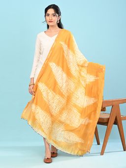 Hella Fashions - Women Yellow Chanderi Silk Tie & Dye Dupatta