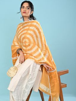 Hella Fashions - Women Yellow Chanderi Silk Tie & Dye Dupatta