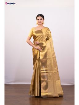 Boveee - Gold Tissue Silk Saree Without Blouse