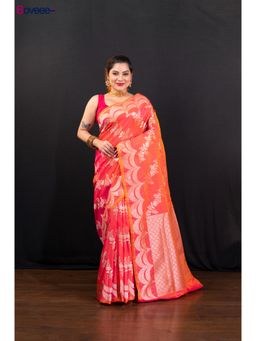 Boveee - Pink Dual Toned Pure Banarasi Katan Silk Saree Without Blouse