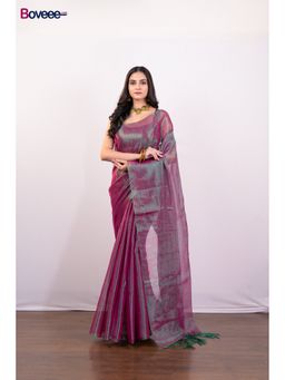 Boveee - Dual Tone Tissue Silk Purple Saree Without Blouse