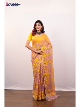 Boveee - Charm Pink Cotton Jamdani Saree Without Blouse