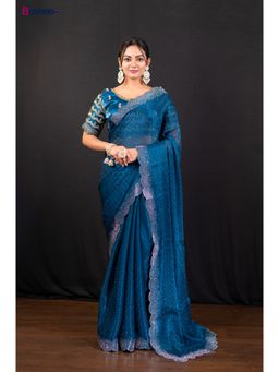 Boveee - Blue Jimmy Choo Saree Without Blouse