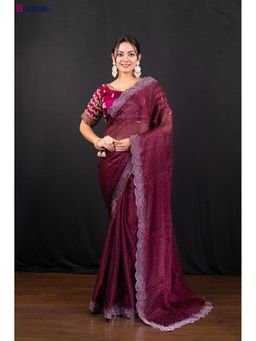 Boveee - Wine Jimmy Choo Saree Without Blouse