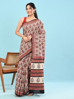 Ushvii - Women Multi-Color Modal Printed Saree Without Blouse