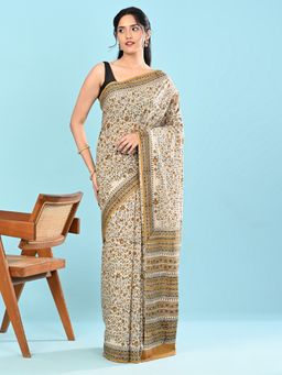 Ushvii - Women Multi-Color Modal Printed Saree Without Blouse