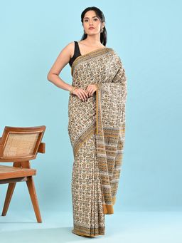 Ushvii - Women Multi-Color Modal Printed Saree Without Blouse