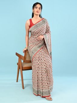 Ushvii - Women Multi-Color Modal Printed Saree Without Blouse