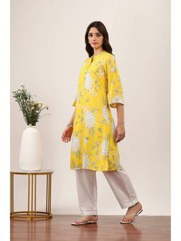 Rangriti - Women Yellow Rayon Straight Kurta