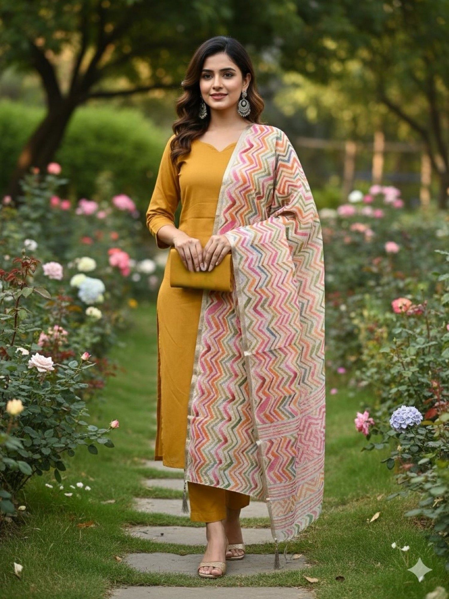 Women Multi-Color Kota Geometric Dupatta-image-21